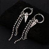 Maxbell Stainless Steel Link Ball Chain Hippy Punk Earrings Tassel Stud Non-piercing