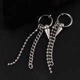 Maxbell Stainless Steel Link Ball Chain Hippy Punk Earrings Tassel Stud Non-piercing