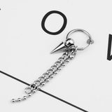 Maxbell Stainless Steel Link Ball Chain Hippy Punk Earrings Tassel Stud Non-piercing