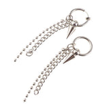 Maxbell Stainless Steel Link Ball Chain Hippy Punk Earrings Tassel Stud Non-piercing
