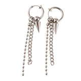 Maxbell Stainless Steel Link Ball Chain Hippy Punk Earrings Tassel Stud Non-piercing
