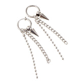 Maxbell Stainless Steel Link Ball Chain Hippy Punk Earrings Tassel Stud Non-piercing