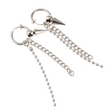 Maxbell Stainless Steel Link Ball Chain Hippy Punk Earrings Tassel Stud Non-piercing