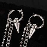 Maxbell Stainless Steel Link Ball Chain Hippy Punk Earrings Tassel Stud Non-piercing