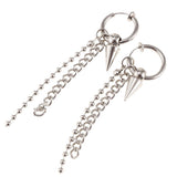 Maxbell Stainless Steel Link Ball Chain Hippy Punk Earrings Tassel Stud Non-piercing