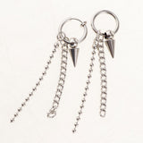 Maxbell Stainless Steel Link Ball Chain Hippy Punk Earrings Tassel Stud Non-piercing