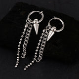 Maxbell Stainless Steel Link Ball Chain Hippy Punk Earrings Tassel Stud Non-piercing