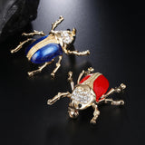 Maxbell Vintage Enamel Crystal Insect Brooch Insect Beetle Bug Brooch Pin Red