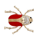 Maxbell Vintage Enamel Crystal Insect Brooch Insect Beetle Bug Brooch Pin Red