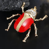 Maxbell Vintage Enamel Crystal Insect Brooch Insect Beetle Bug Brooch Pin Red