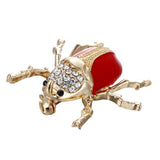 Maxbell Vintage Enamel Crystal Insect Brooch Insect Beetle Bug Brooch Pin Red