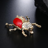 Maxbell Vintage Enamel Crystal Insect Brooch Insect Beetle Bug Brooch Pin Red