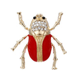 Maxbell Vintage Enamel Crystal Insect Brooch Insect Beetle Bug Brooch Pin Red