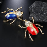 Maxbell Vintage Enamel Crystal Insect Brooch Insect Beetle Bug Brooch Pin Red