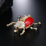 Maxbell Vintage Enamel Crystal Insect Brooch Insect Beetle Bug Brooch Pin Red