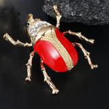 Maxbell Vintage Enamel Crystal Insect Brooch Insect Beetle Bug Brooch Pin Red