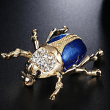 Maxbell Vintage Enamel Crystal Insect Brooch Insect Beetle Bug Brooch Pin Blue