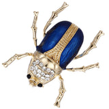Maxbell Vintage Enamel Crystal Insect Brooch Insect Beetle Bug Brooch Pin Blue