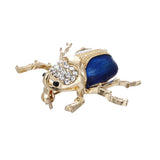 Maxbell Vintage Enamel Crystal Insect Brooch Insect Beetle Bug Brooch Pin Blue