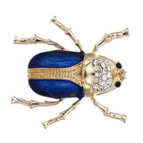 Maxbell Vintage Enamel Crystal Insect Brooch Insect Beetle Bug Brooch Pin Blue