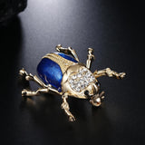 Maxbell Vintage Enamel Crystal Insect Brooch Insect Beetle Bug Brooch Pin Blue