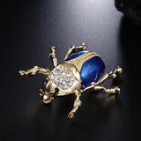 Maxbell Vintage Enamel Crystal Insect Brooch Insect Beetle Bug Brooch Pin Blue