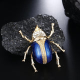 Maxbell Vintage Enamel Crystal Insect Brooch Insect Beetle Bug Brooch Pin Blue