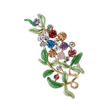 Maxbell Elegant Women Rhinestone Crystal Green Enamel Leaves Leaf Brooch Pin Jewelry