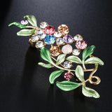 Maxbell Elegant Women Rhinestone Crystal Green Enamel Leaves Leaf Brooch Pin Jewelry