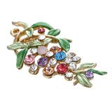 Maxbell Elegant Women Rhinestone Crystal Green Enamel Leaves Leaf Brooch Pin Jewelry