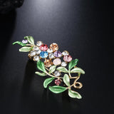 Maxbell Elegant Women Rhinestone Crystal Green Enamel Leaves Leaf Brooch Pin Jewelry