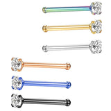 Maxbell 6 Pieces 316L Stainless Steel 20G Nose Ring Bars Stud Piercing Jewelry 2.5mm