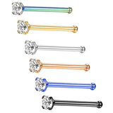 Maxbell 6 Pieces 316L Stainless Steel 20G Nose Ring Bars Stud Piercing Jewelry 2.5mm