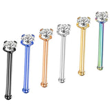 Maxbell 6 Pieces 316L Stainless Steel 20G Nose Ring Bars Stud Piercing Jewelry 2.5mm