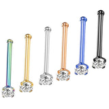 Maxbell 6 Pieces 316L Stainless Steel 20G Nose Ring Bars Stud Piercing Jewelry 2.5mm