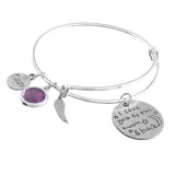 Maxbell Hidden Hollow Beads Birthstone Expandable Women's Wire Bangle Bracelet 1