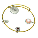 Maxbell Hidden Hollow Beads Birthstone Expandable Women's Wire Bangle Bracelet 5