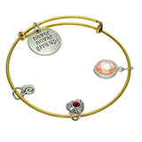 Maxbell Hidden Hollow Beads Birthstone Expandable Women's Wire Bangle Bracelet 5