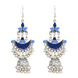 Maxbell 1 Pair Tibetan Bohemian Hoop Earring Ethnic Tribal Dangle Earring Blue
