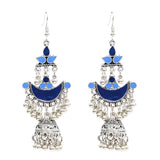 Maxbell 1 Pair Tibetan Bohemian Hoop Earring Ethnic Tribal Dangle Earring Blue