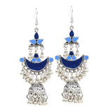 Maxbell 1 Pair Tibetan Bohemian Hoop Earring Ethnic Tribal Dangle Earring Blue