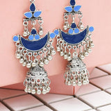 Maxbell 1 Pair Tibetan Bohemian Hoop Earring Ethnic Tribal Dangle Earring Blue