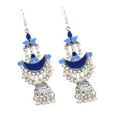 Maxbell 1 Pair Tibetan Bohemian Hoop Earring Ethnic Tribal Dangle Earring Blue