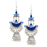 Maxbell 1 Pair Tibetan Bohemian Hoop Earring Ethnic Tribal Dangle Earring Blue