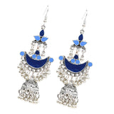Maxbell 1 Pair Tibetan Bohemian Hoop Earring Ethnic Tribal Dangle Earring Blue