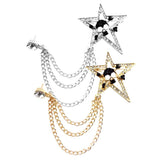 Maxbell Elegant Blouse Shirt Collar Neck Tip Brooch Pin Lapel Chain Tassel Clip Silver