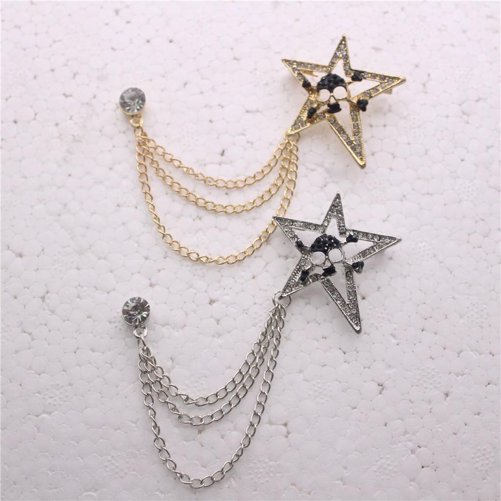 Maxbell Elegant Blouse Shirt Collar Neck Tip Brooch Pin Lapel Chain Tassel Clip Silver
