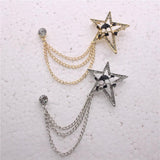 Maxbell Elegant Blouse Shirt Collar Neck Tip Brooch Pin Lapel Chain Tassel Clip Silver