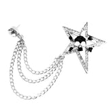 Maxbell Elegant Blouse Shirt Collar Neck Tip Brooch Pin Lapel Chain Tassel Clip Silver