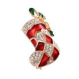 Maxbell Crystal Sika Deer Christmas Boot Bell Angel Apple Pin Brooch Christmas Boot